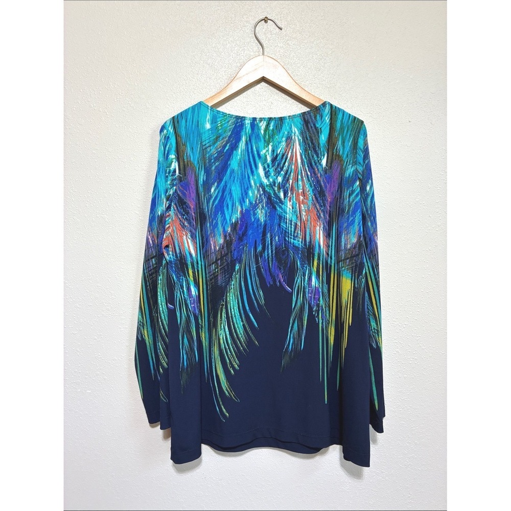 Susan Graver Liquid Knit Size XL Abstract Artsy Tunic Top Office Career Travel - Picture 4 of 7
